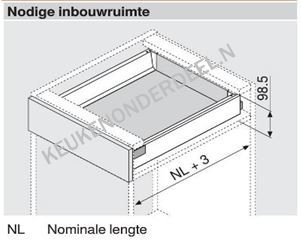 TANDEMBOX Antaro lade type M (inbouwhoogte 98,5mm), 30kg