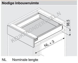 TANDEMBOX Antaro lade type M (inbouwhoogte 98,5mm), 65kg