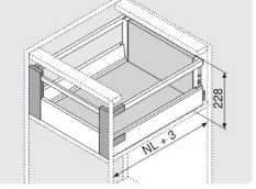 TANDEMBOX Antaro binnenvoorraadlade type DM/Z (inbouwhoogte 228mm), 65kg