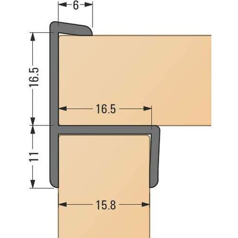 Hoekverbinder voor plint 16mm