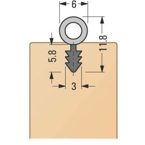 Afdichtprofiel met veer grijs (5m)