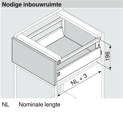 TANDEMBOX Antaro lade type CM (inbouwhoogte 196mm), 30kg