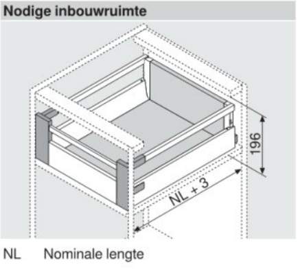 TANDEMBOX Antaro binnenvoorraadlade type CM/Z (inbouwhoogte 196mm), 30kg