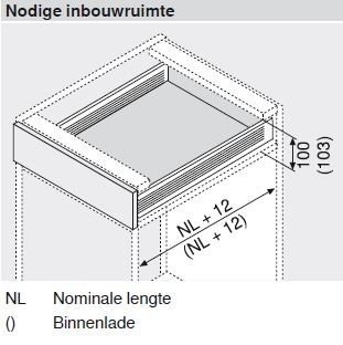 SETMBWIT.M550.30 Set lade M, wit, 550mm diepte, 30kg